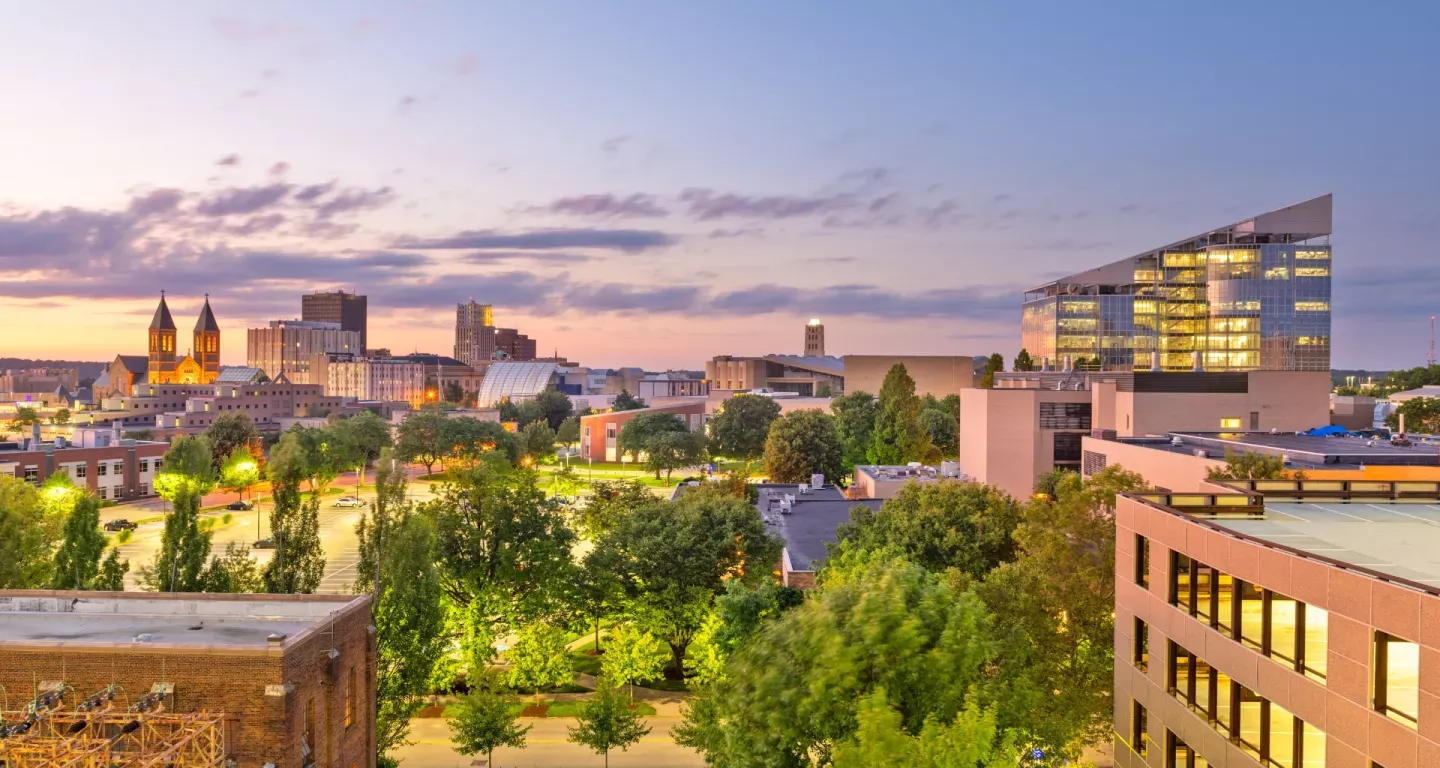 Akron, Ohio evening skyline — local market snapshot